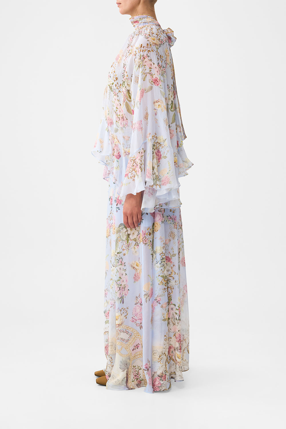 The CAMILLA HIGH WAISTED TIERED SKIRT MY LUCKY STARS in our  print.