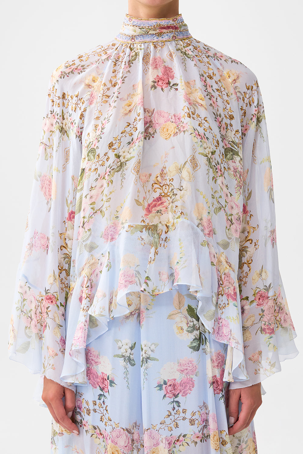 The CAMILLA HIGH WAISTED TIERED SKIRT MY LUCKY STARS in our  print.