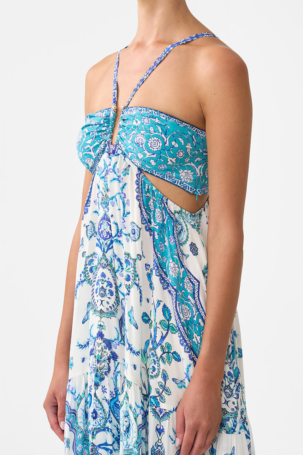 The CAMILLA LACE UP UNDERWIRE MOULDED CUP ONE PIECE ISNIK LULLABY in our  print.