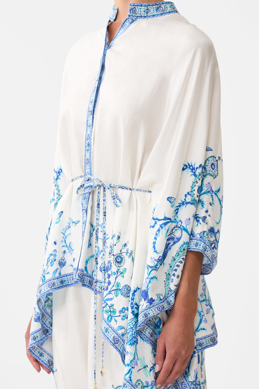 The CAMILLA V-NECK BIAS CAMI ISNIK LULLABY in our ISNIK LULLABY print.