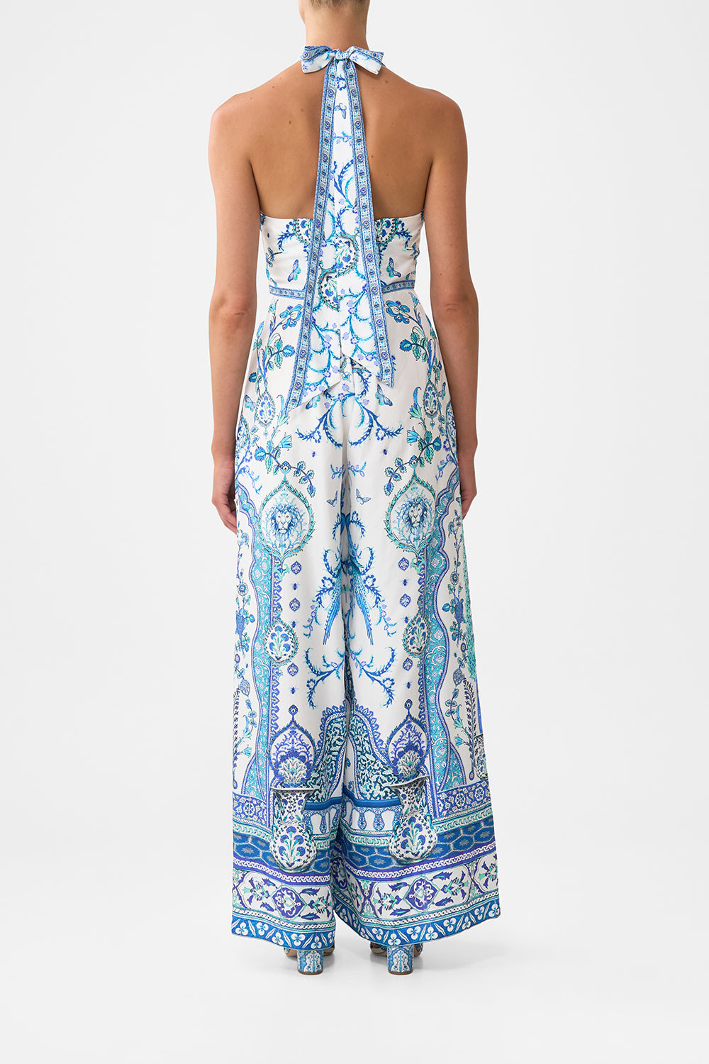 The CAMILLA BUTTON THROUGH SCARF BLOUSE FOOTSTEPS IN FOLKLORE in our  print.