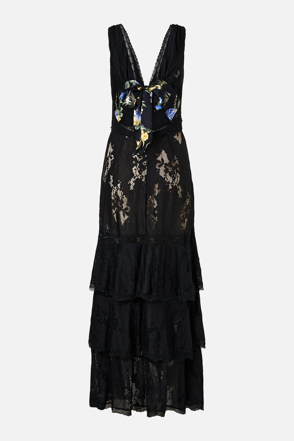 The CAMILLA STRAIGHT NECK DOUBLE STRAP BUTTON ONE PIECE EMBROIDERED EVER AFTER in our  print.