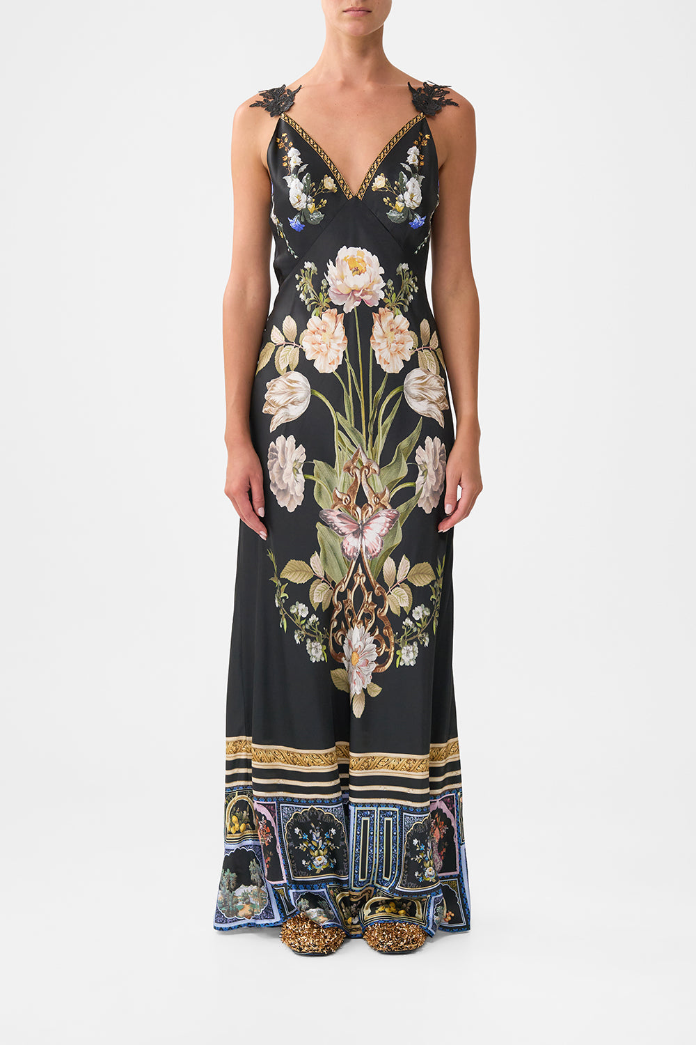 The CAMILLA RUFFLE HEM HALTER SHORT DRESS TALES OF TOPKAPI PALACE in our  print.