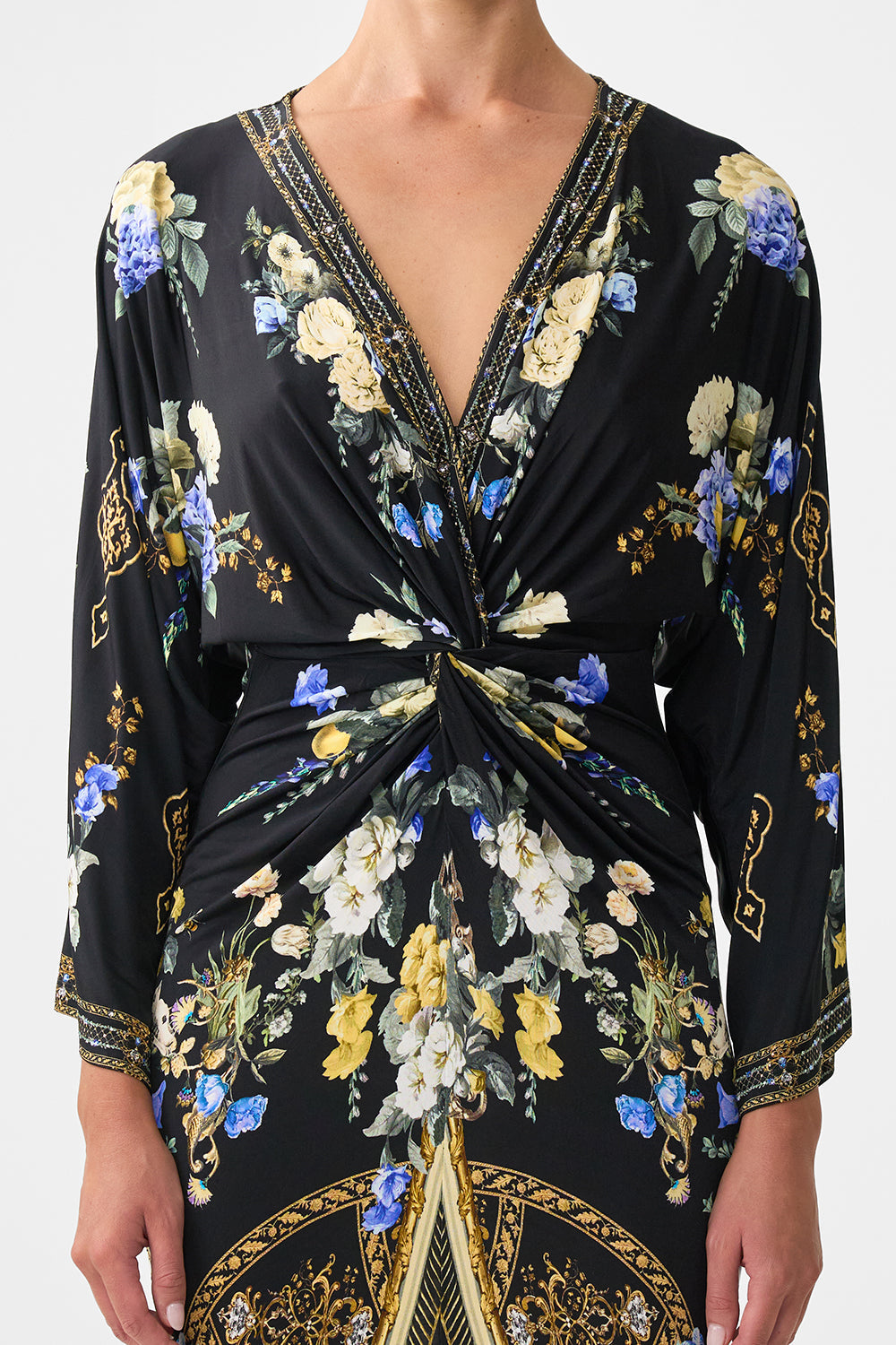 LONG SPLIT FRONT TWIST DRESS OTTOMAN ELEGANCE