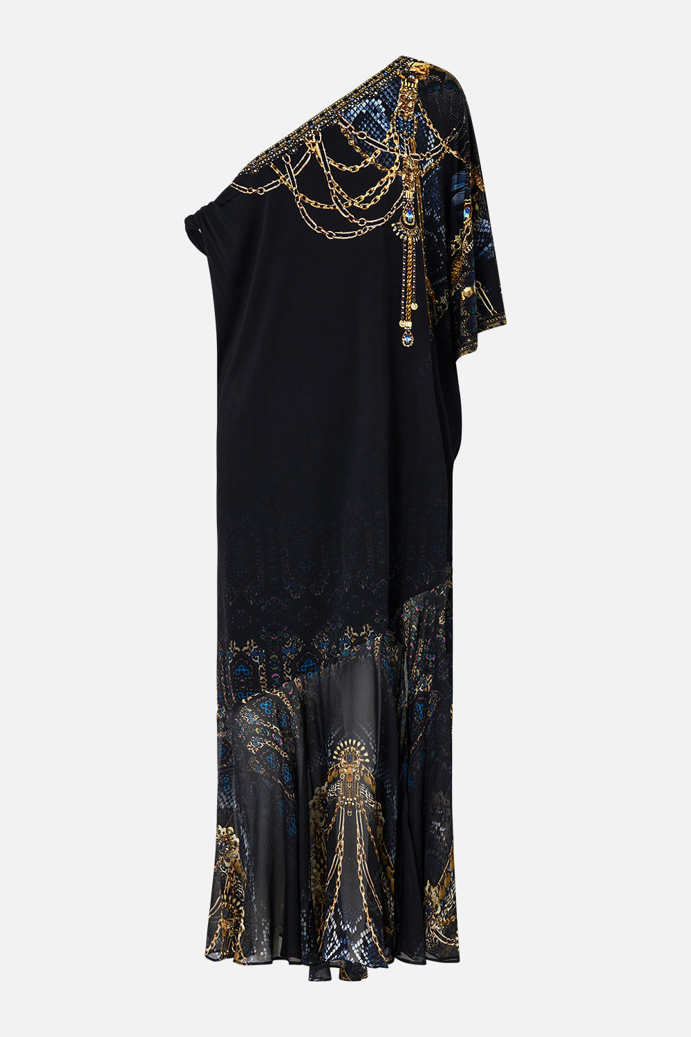 The CAMILLA PIERCED V NECK KAFTAN COSMIC ZOOLOGY in our  print.