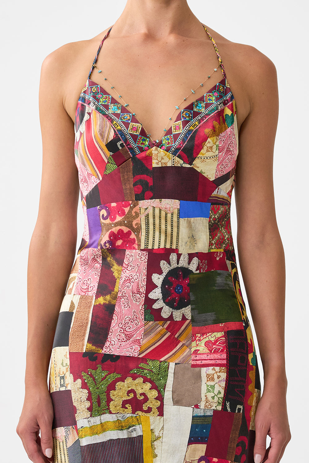 CHAIN DETAIL SLIP DRESS PATCHWORK ALCHEMY