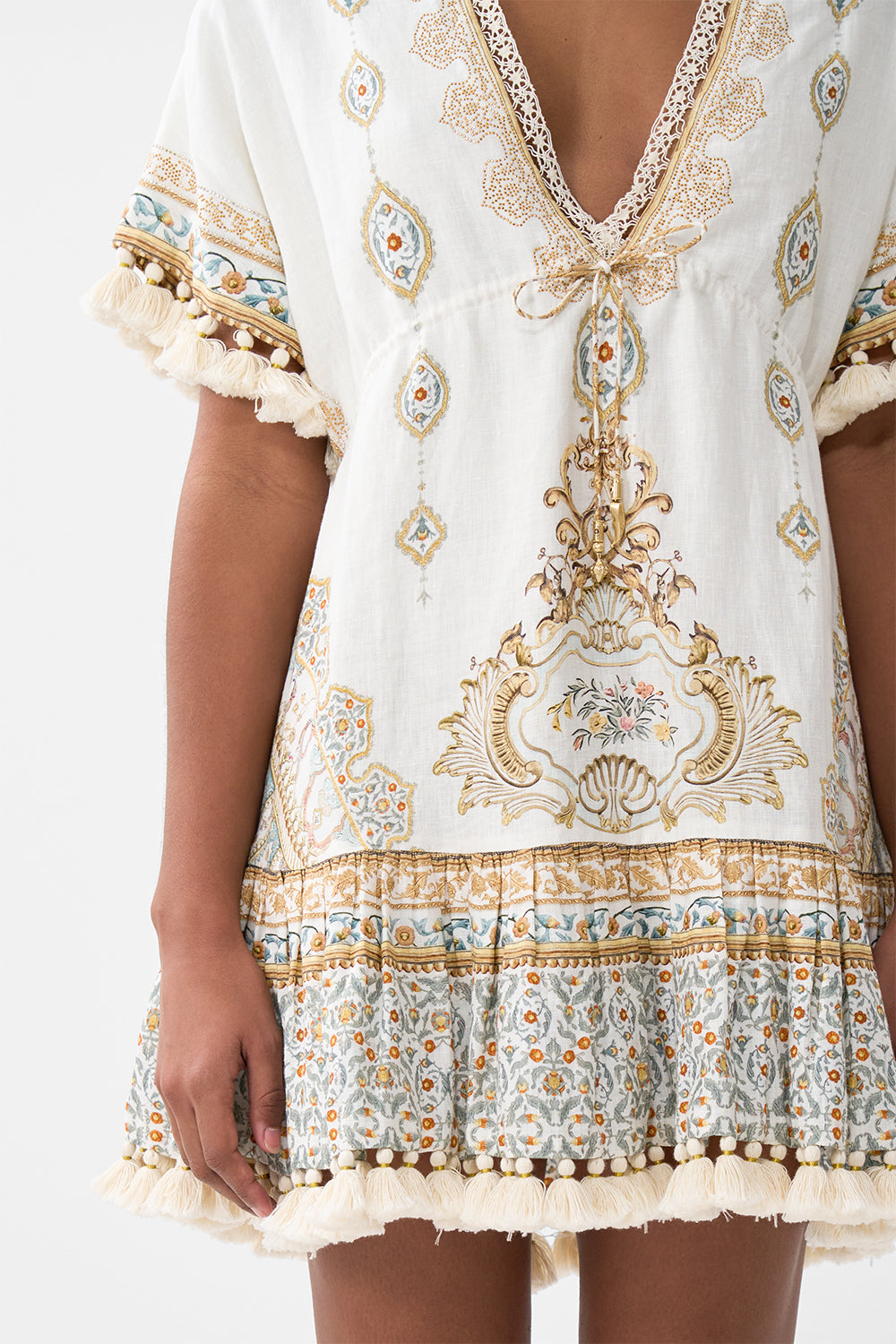 SHORT V NECK EMBROIDERED DRESS OTTOMAN DYNASTY