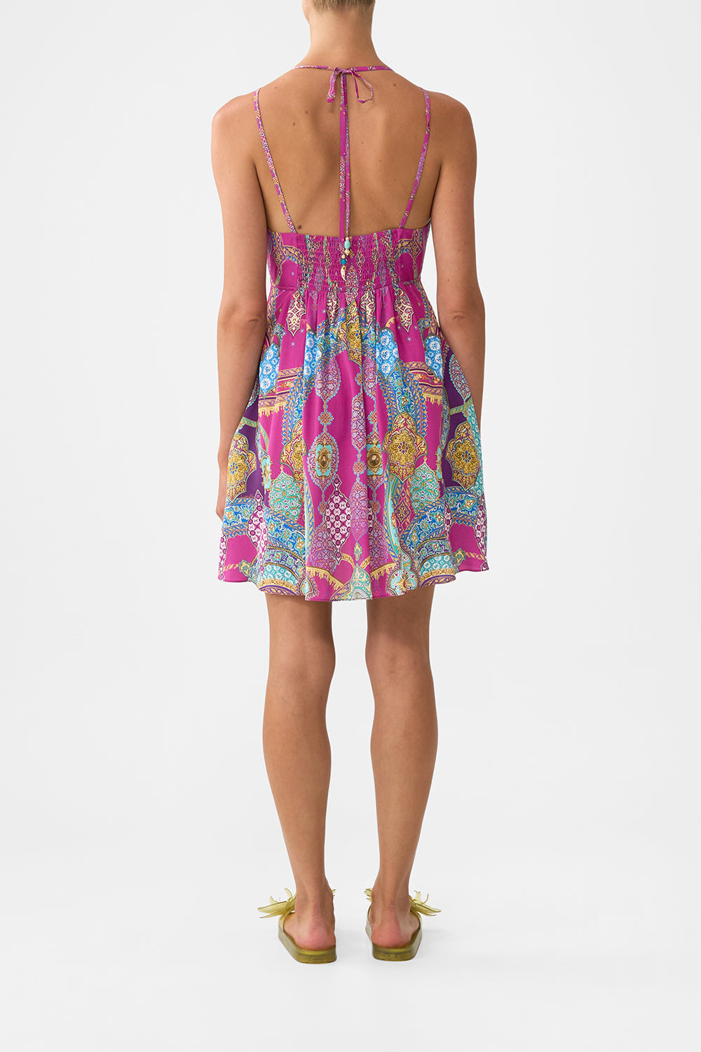 The CAMILLA LONG DRESS WITH TIE FRONT OTTOMAN DYNASTY in our  print.