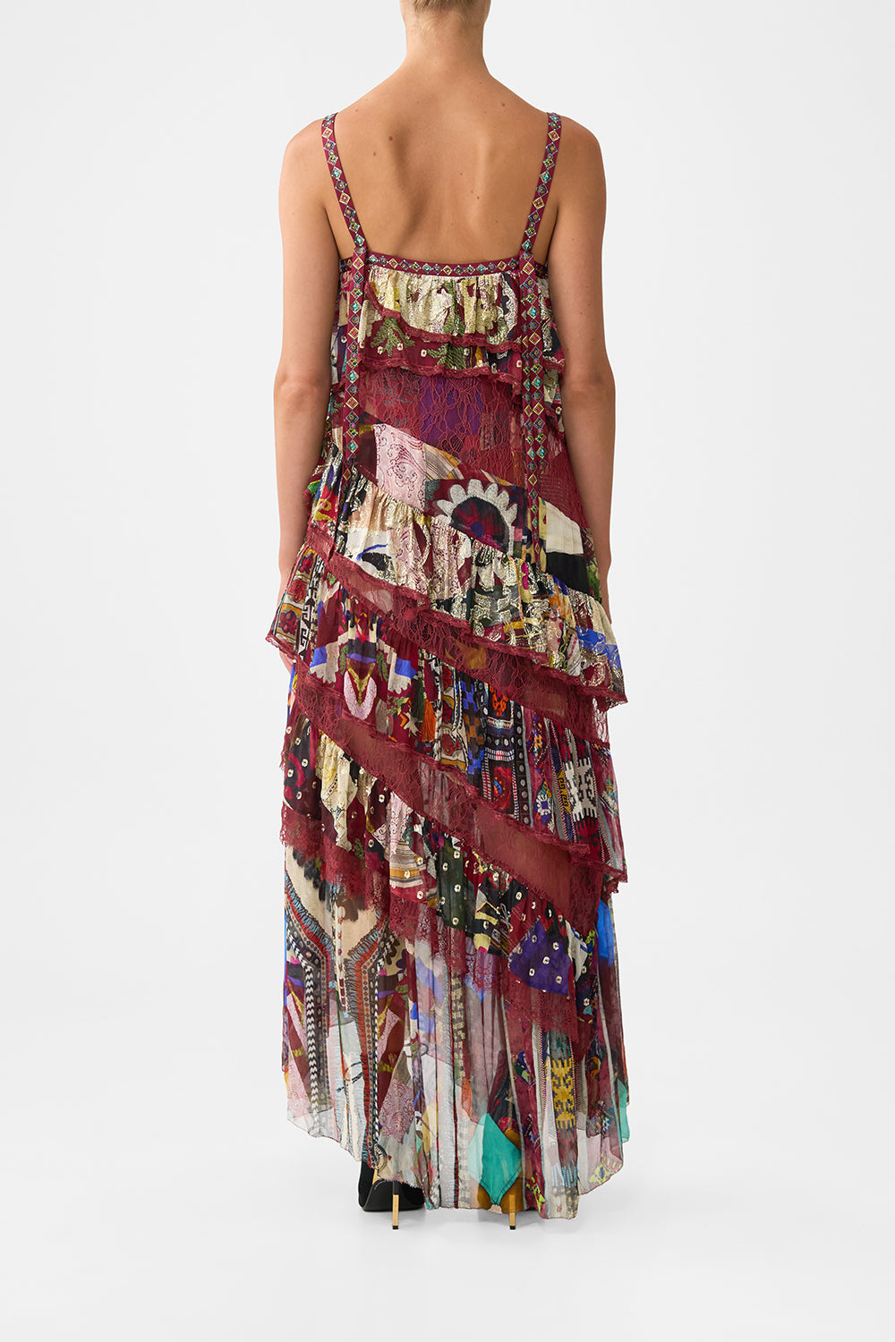 The CAMILLA HARDWARE DETAIL SLIP DRESS HIGH CLASS HOOKAH in our  print.