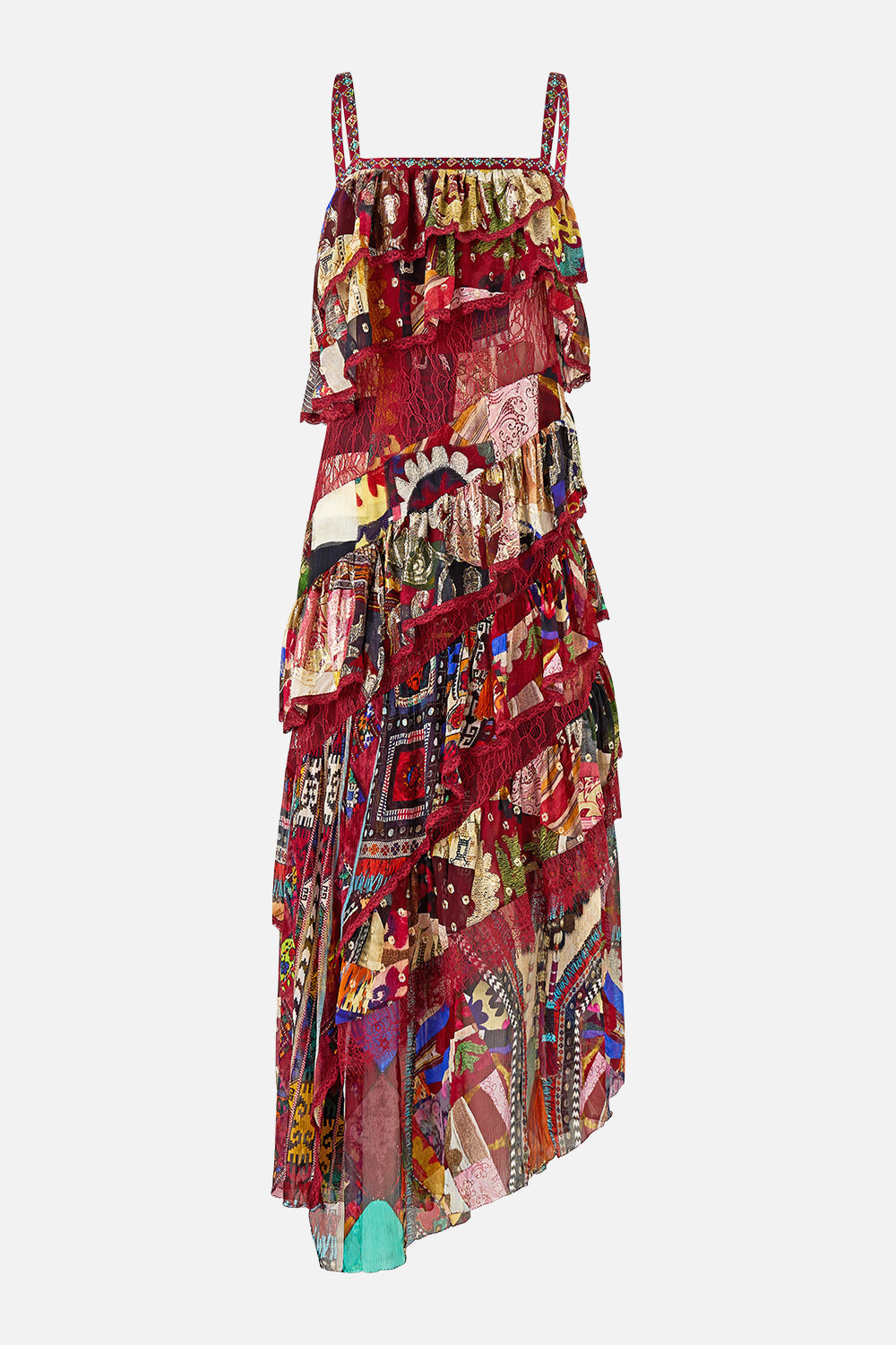 The CAMILLA HARDWARE DETAIL SLIP DRESS HIGH CLASS HOOKAH in our  print.