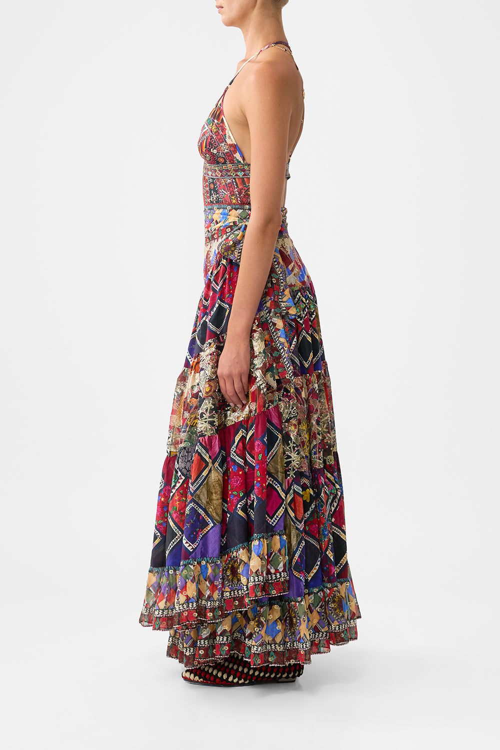 The CAMILLA SHIRRED WAIST DETAIL MINI DRESS CHAIN GANG in our  print.