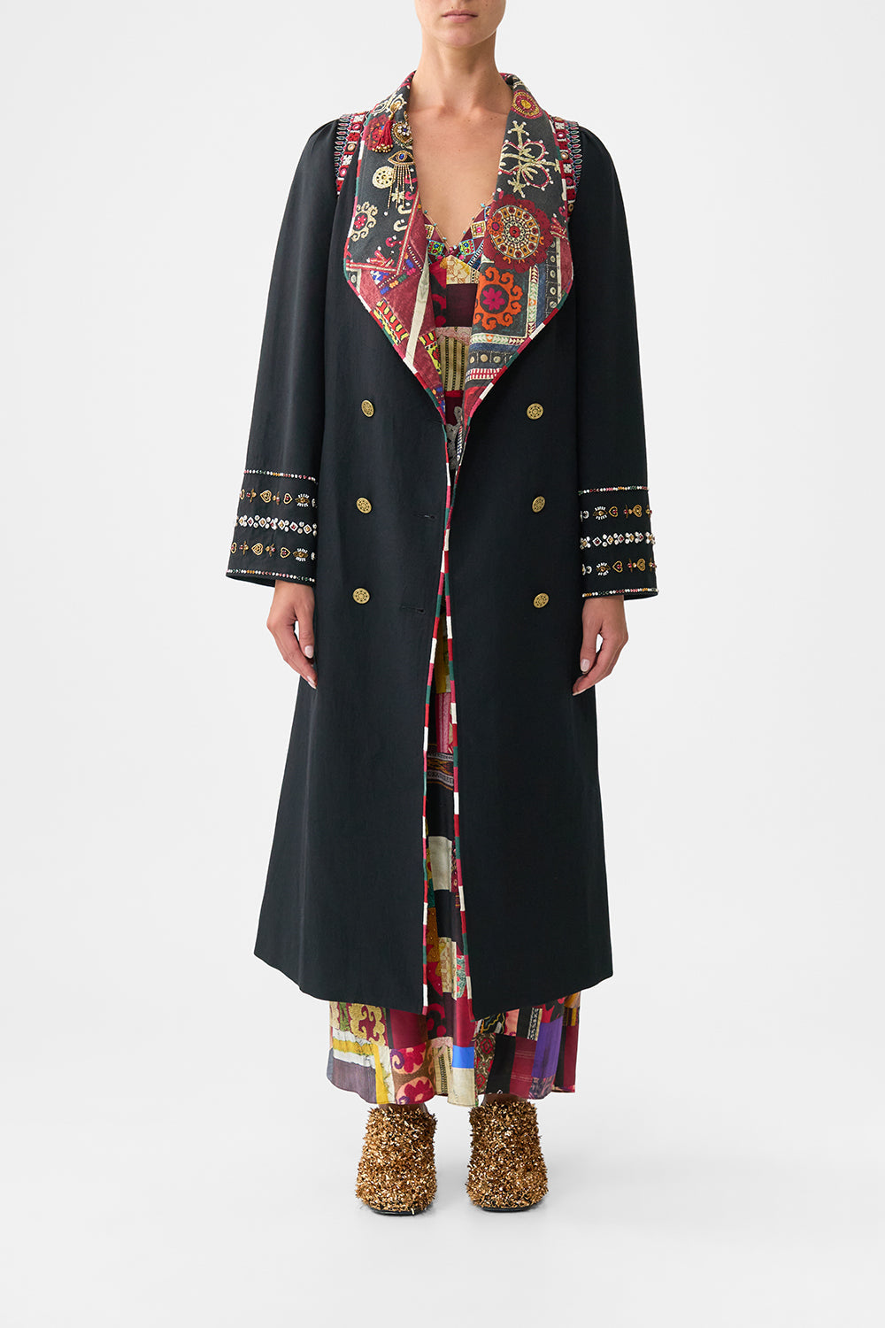 The CAMILLA WIDE LEG WAISTED PANT AMULETS AND ALCHEMY in our  print.