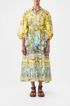 WAIST TIE SHIRT DRESS WITH BUBBLE SLEEVE TALES OF TOPKAPI PALACE