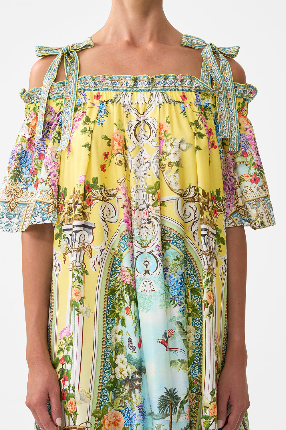 LONG OFF SHOULDER FRILL DRESS WITH STRAPS TALES OF TOPKAPI PALACE