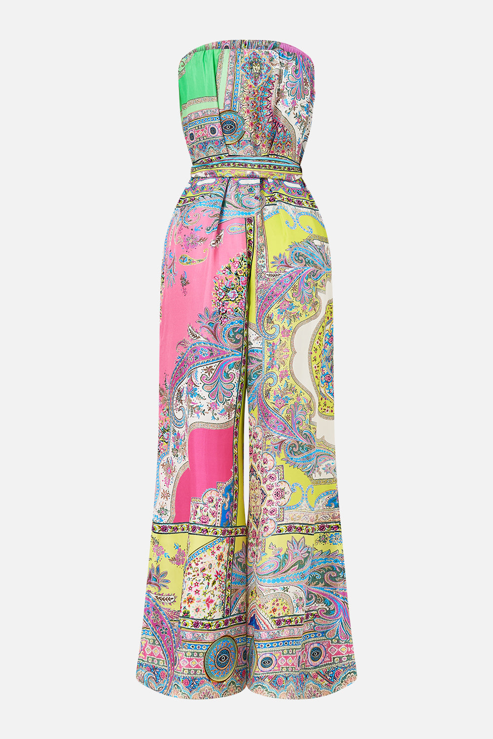 The CAMILLA EMBROIDERED TRI ONE PIECE W TIE BACK PATCHWORK PANORAMA in our  print.
