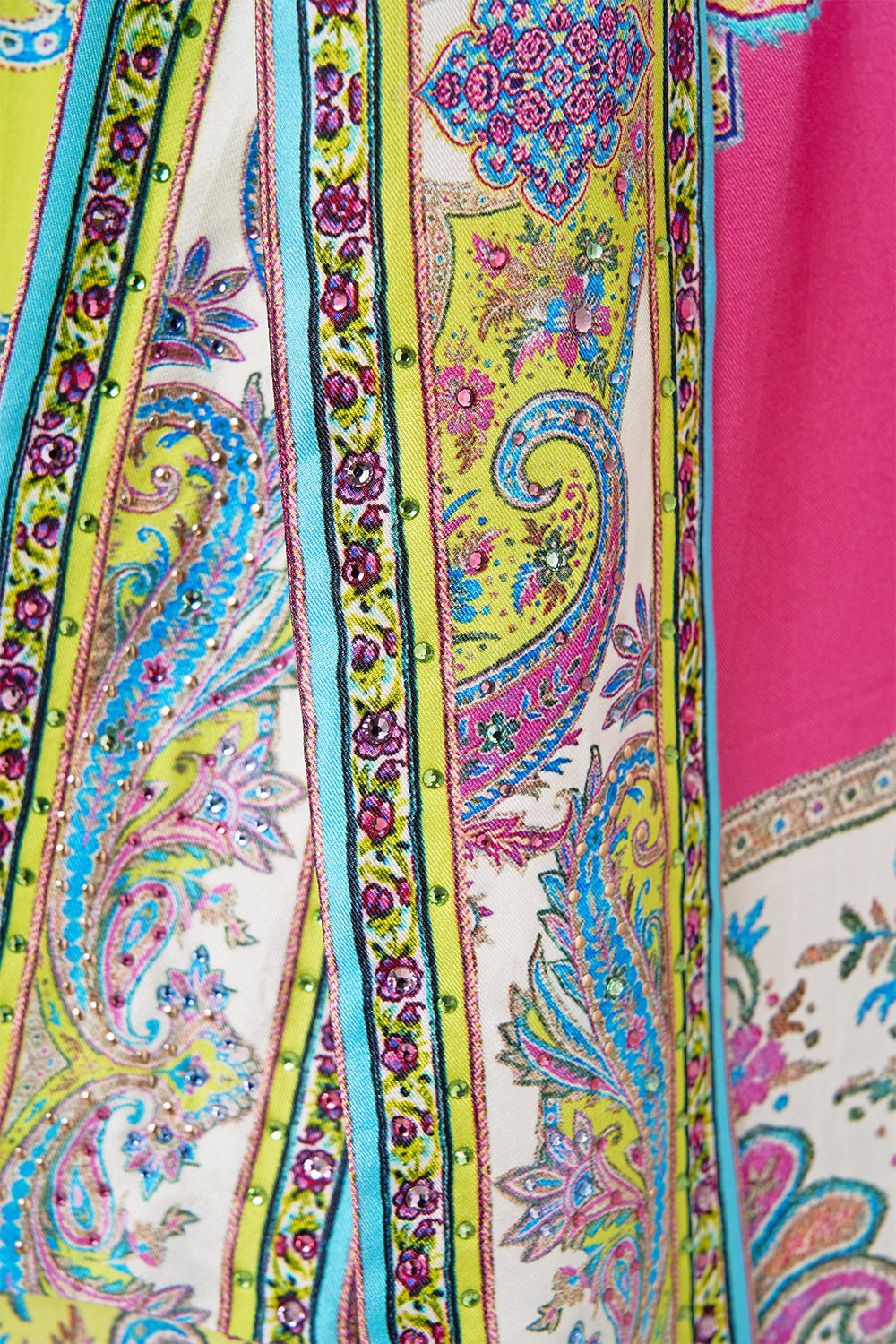 The CAMILLA EMBROIDERED TRI ONE PIECE W TIE BACK PATCHWORK PANORAMA in our  print.