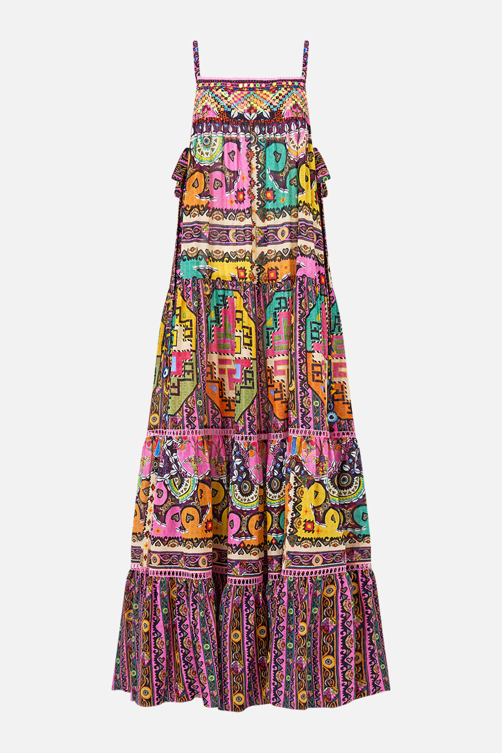 The CAMILLA WING COLLAR KAFTAN PAPERS AND CURIOUS CAPERS in our  print.