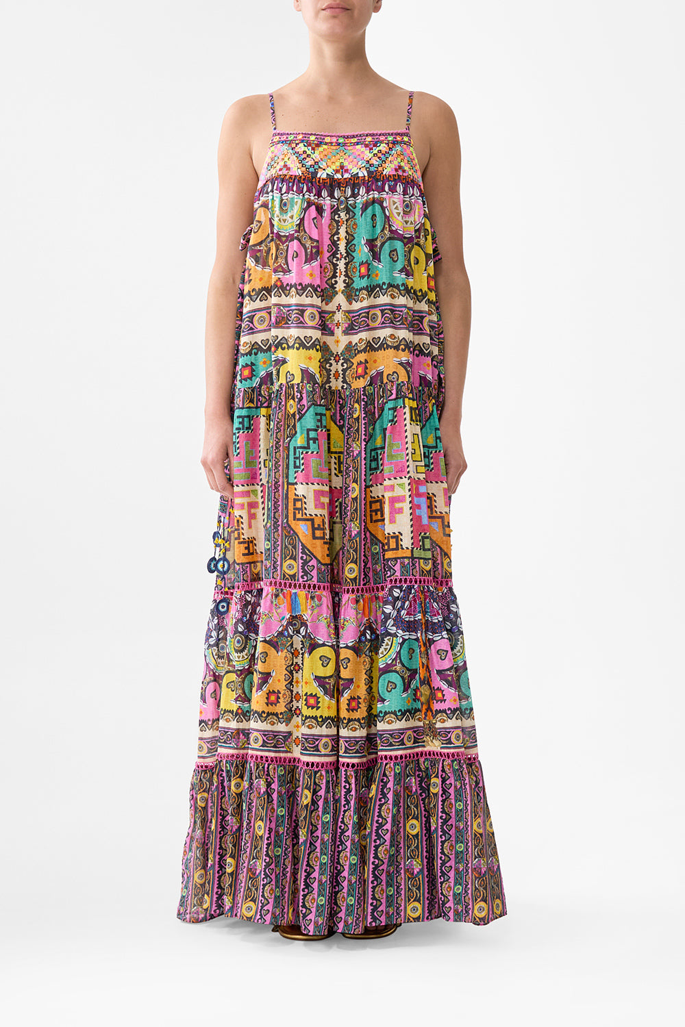 The CAMILLA WING COLLAR KAFTAN PAPERS AND CURIOUS CAPERS in our  print.