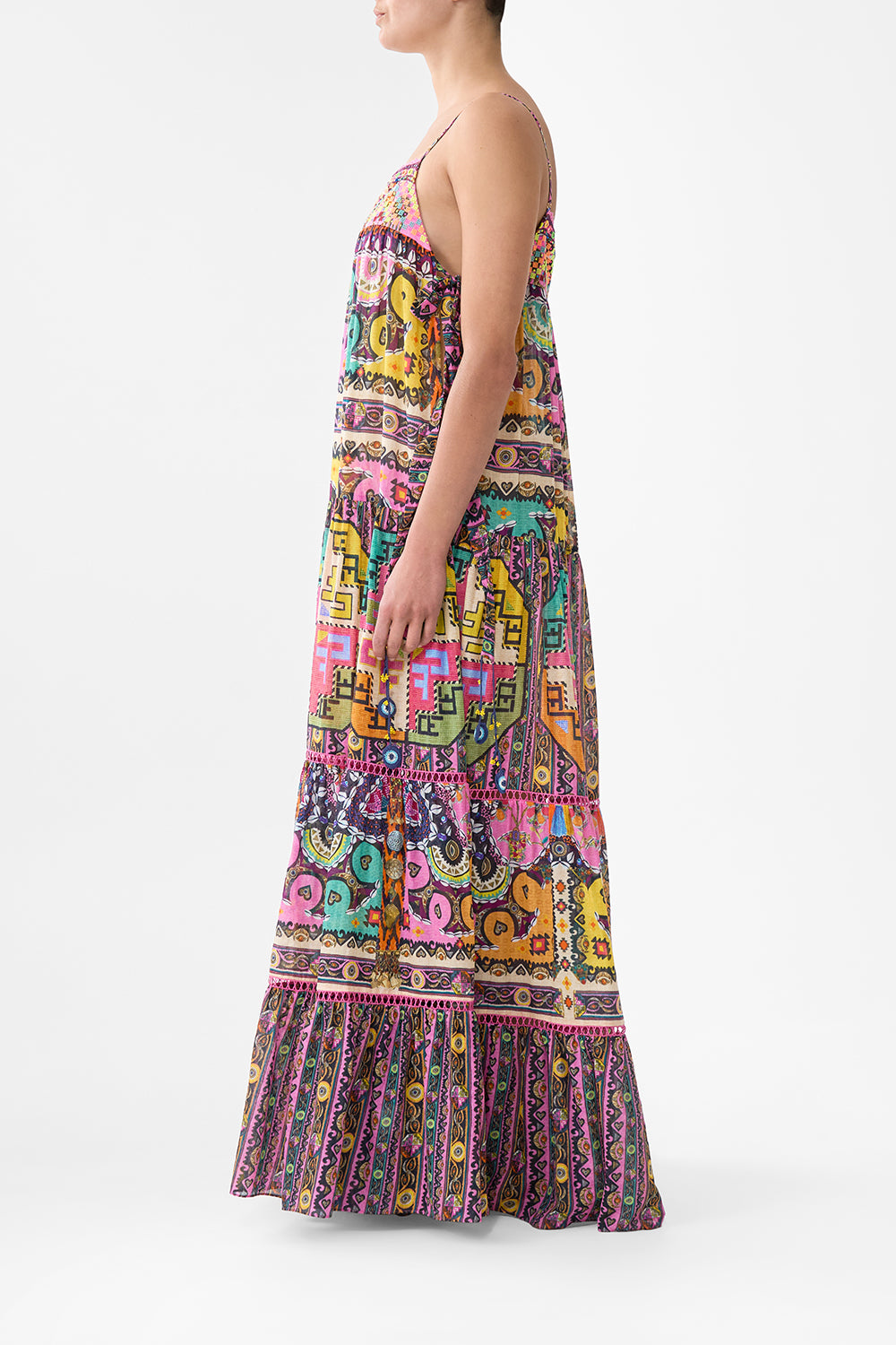 The CAMILLA WING COLLAR KAFTAN PAPERS AND CURIOUS CAPERS in our  print.