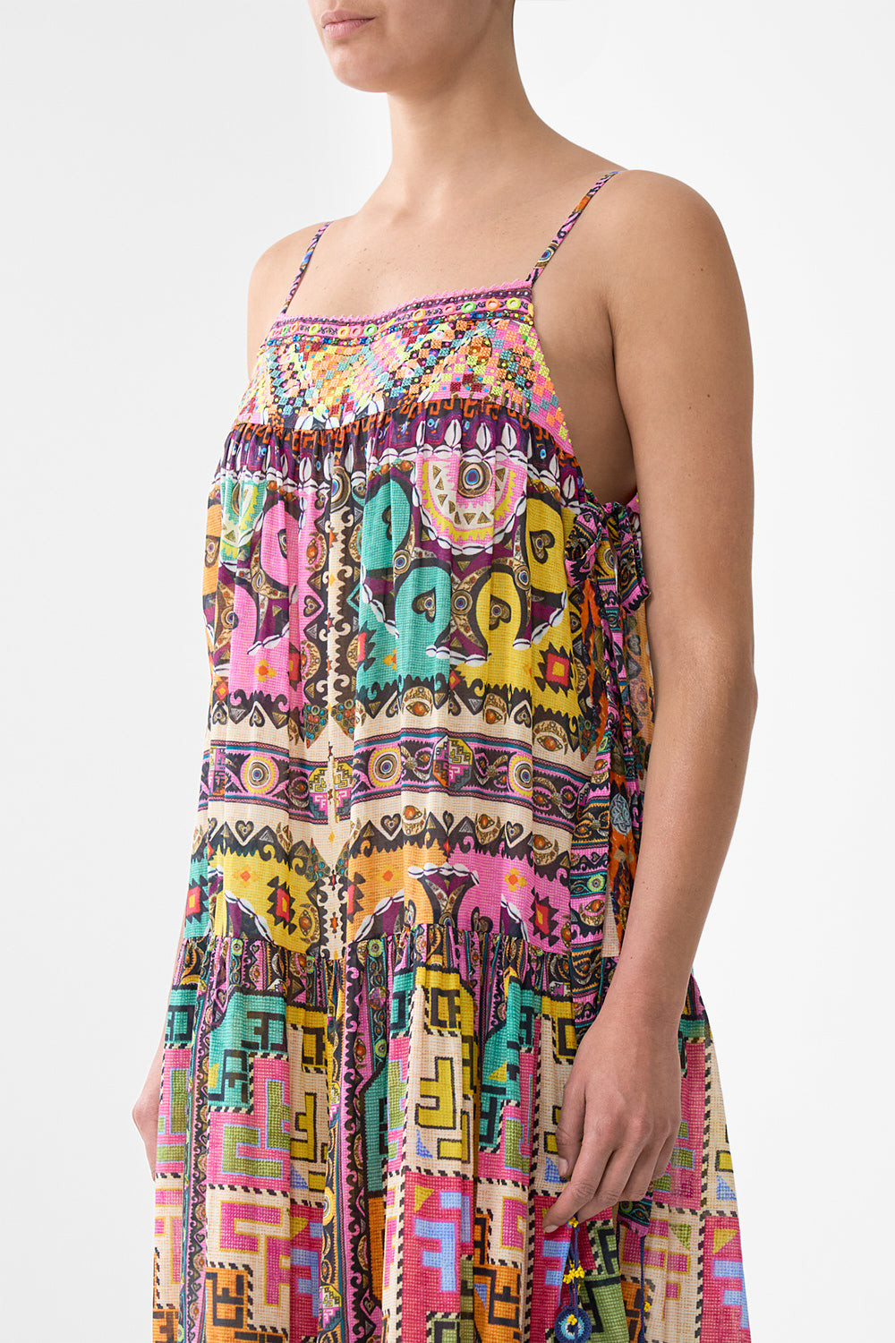 The CAMILLA WING COLLAR KAFTAN PAPERS AND CURIOUS CAPERS in our  print.
