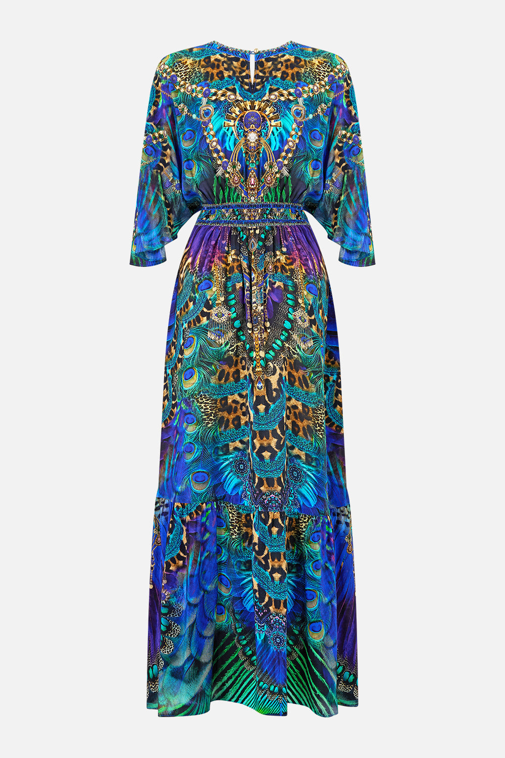 WAISTED DRESS WITH HEM RUFFLE COSMIC ZOOLOGY