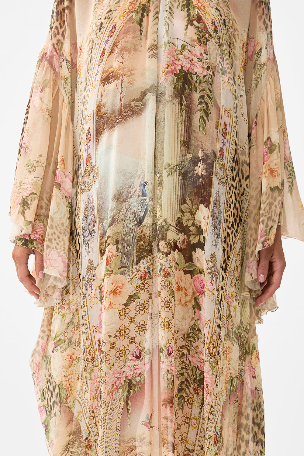 HIGH NECK RUFFLE KAFTAN WATERCOLOUR WONDERLAND
