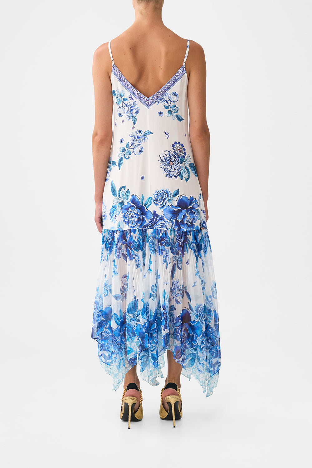 MINIMAL SLIP WITH PLEATED CHIFFON SKIRT A CERAMIC GARDEN