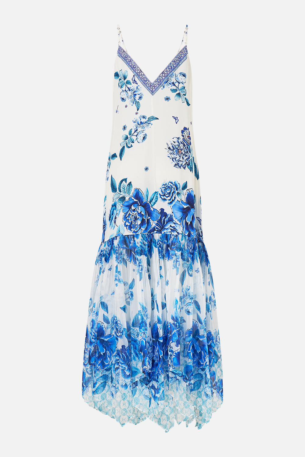 MINIMAL SLIP WITH PLEATED CHIFFON SKIRT A CERAMIC GARDEN