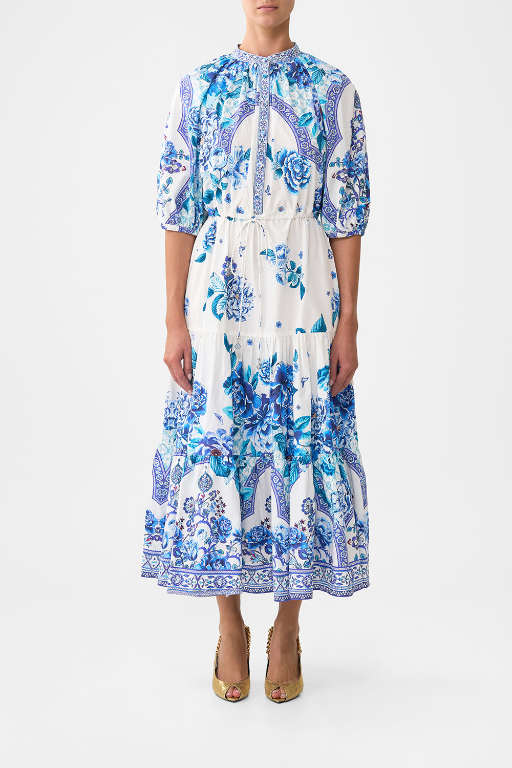 PUFF SLEEVE MIDI SHIRT DRESS A CERAMIC GARDEN