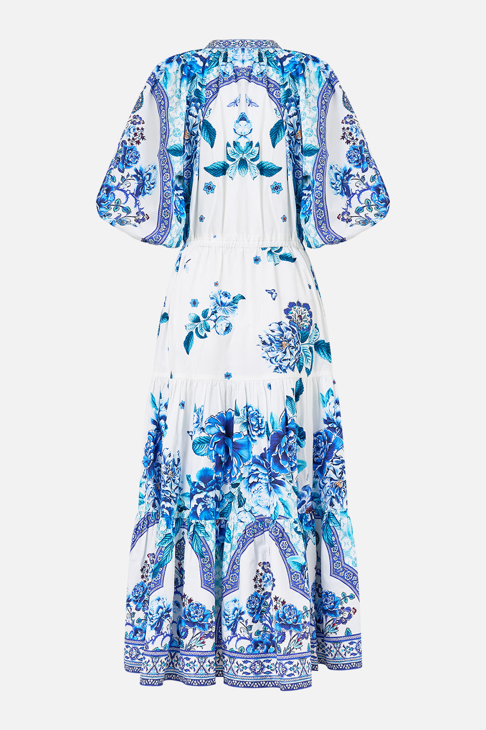 PUFF SLEEVE MIDI SHIRT DRESS A CERAMIC GARDEN
