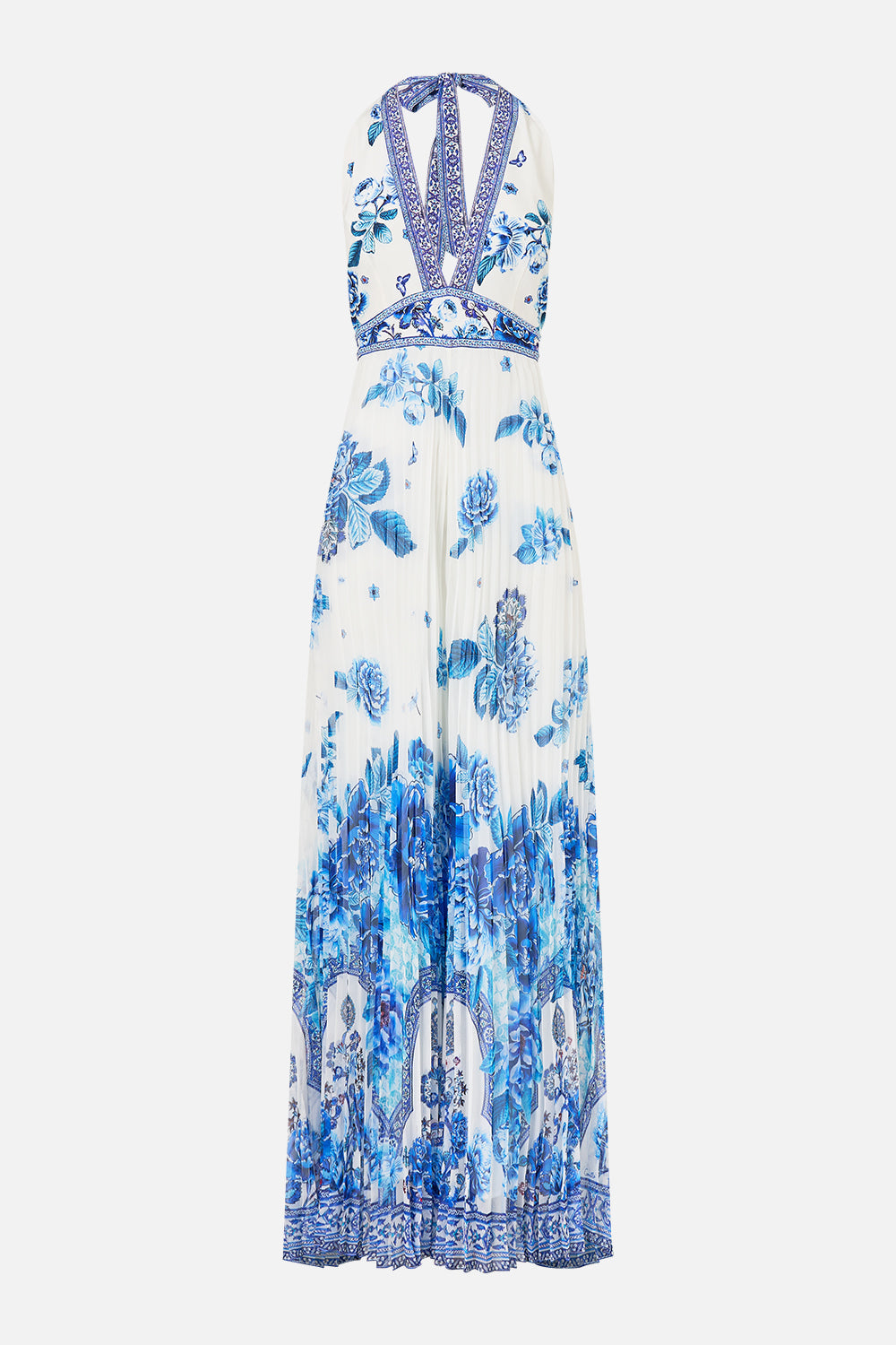 TIE NECK HALTER JUMPSUIT A CERAMIC GARDEN