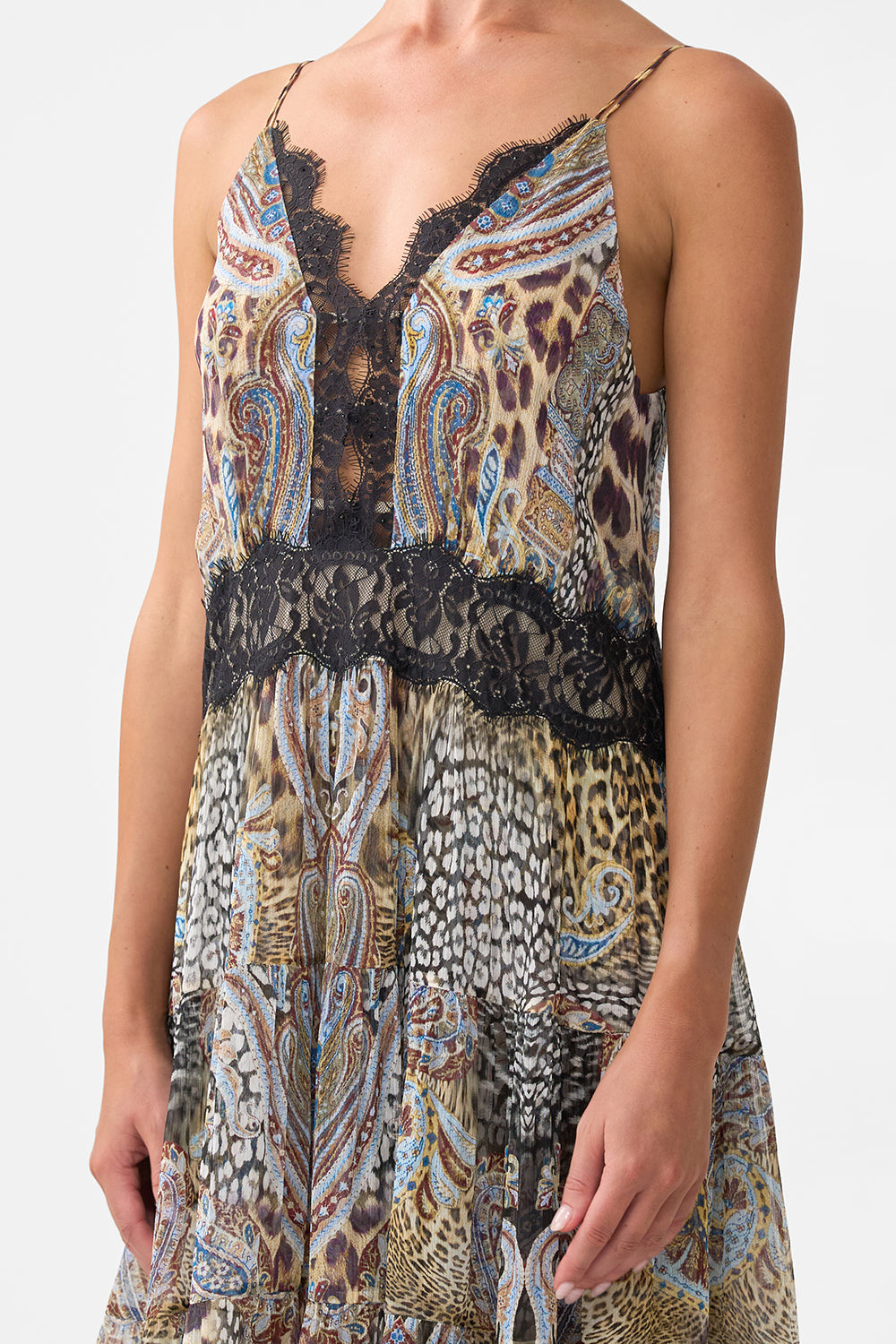 The CAMILLA ROUND NECK GATHERED BLOUSE MY LUCKY STARS in our  print.