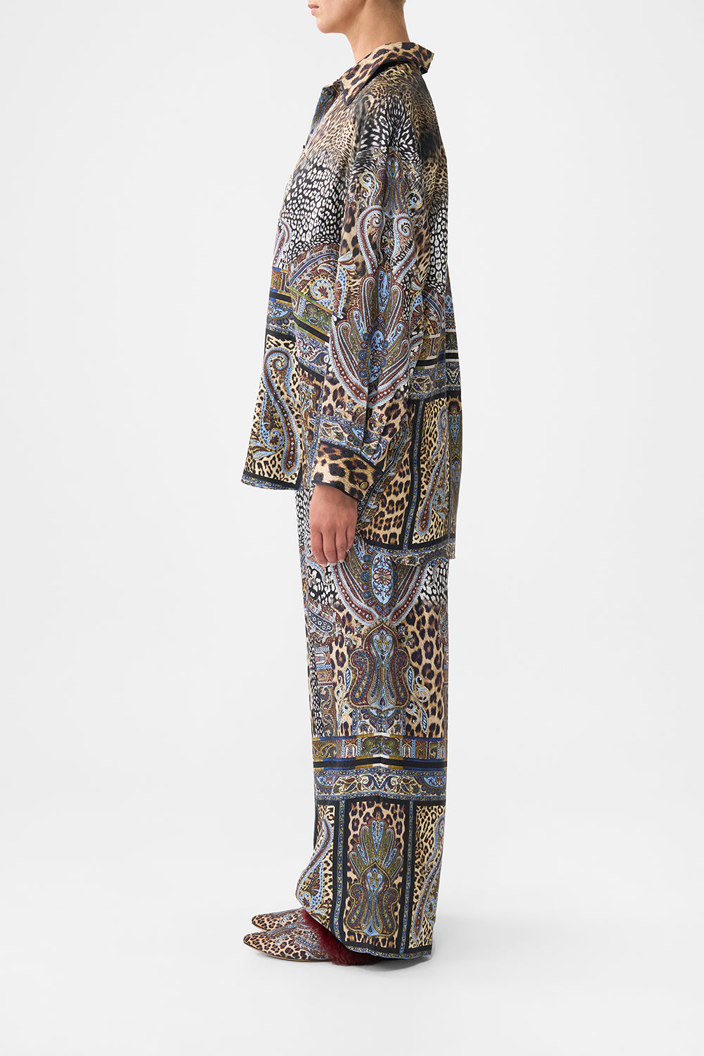 The CAMILLA BEAD STRAP GATHERED PANEL DRESS EMBROIDERED EVER AFTER in our EMBROIDERED EVER AFTER print.