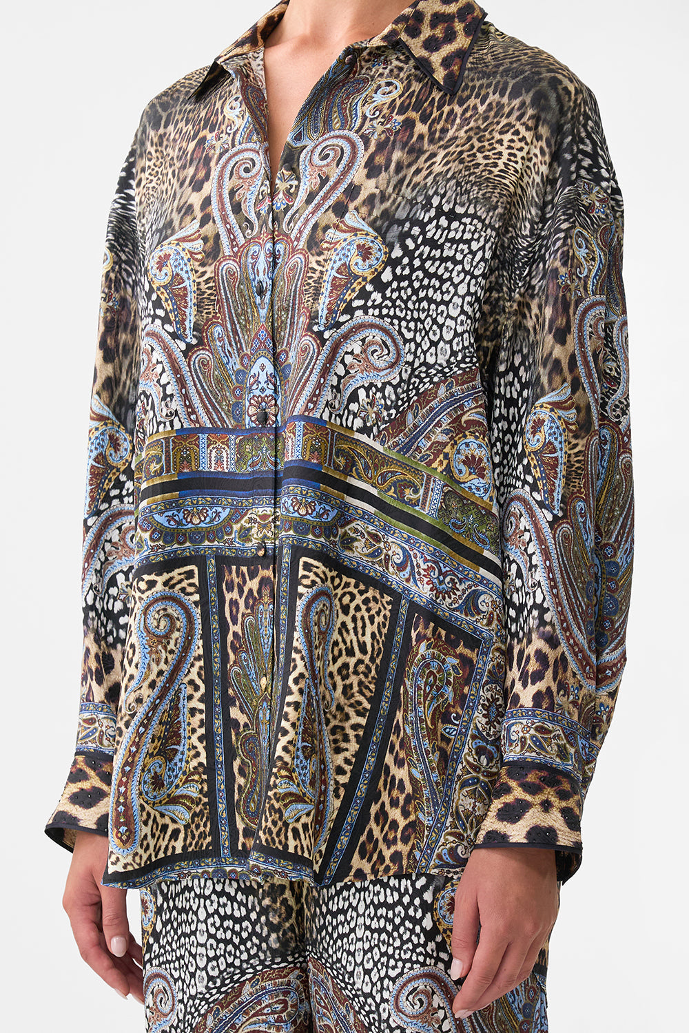 The CAMILLA BEAD STRAP GATHERED PANEL DRESS EMBROIDERED EVER AFTER in our  print.