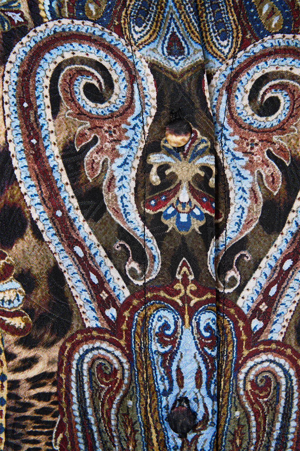 The CAMILLA BEAD STRAP GATHERED PANEL DRESS EMBROIDERED EVER AFTER in our  print.