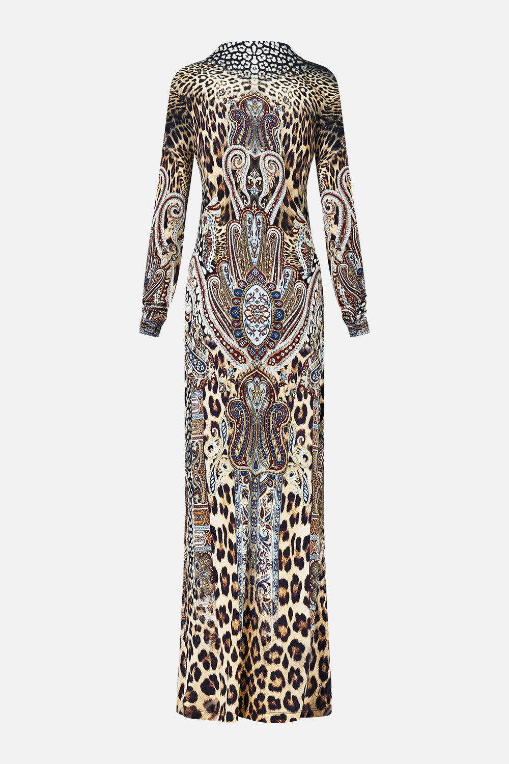 The CAMILLA CROPPED BLOUSON SLEEVE TIE FRONT TOP OTTOMAN DYNASTY in our  print.