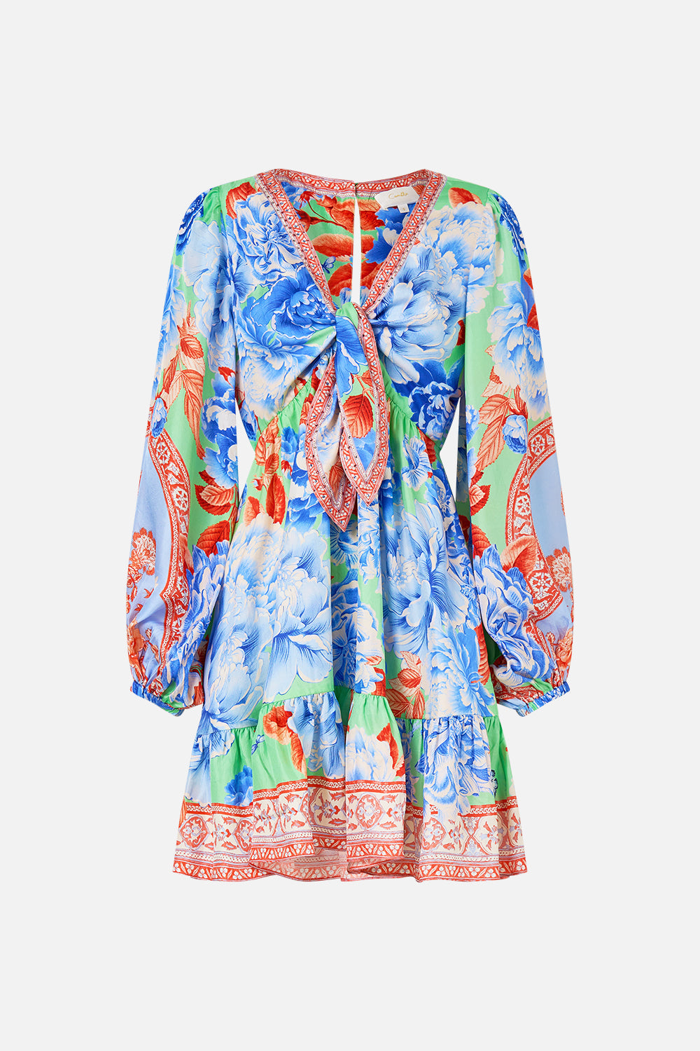 The CAMILLA DETACHABLE PUSSY BOW RAGLAN BLOUSE THE IMPERIAL GATE in our  print.