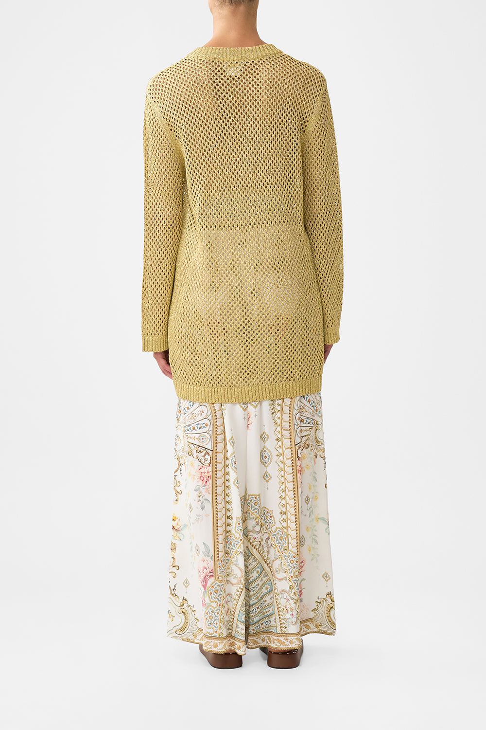 The CAMILLA DRAMATIC SLEEVE COCOON LAYER EMBROIDERED EVER AFTER in our  print.