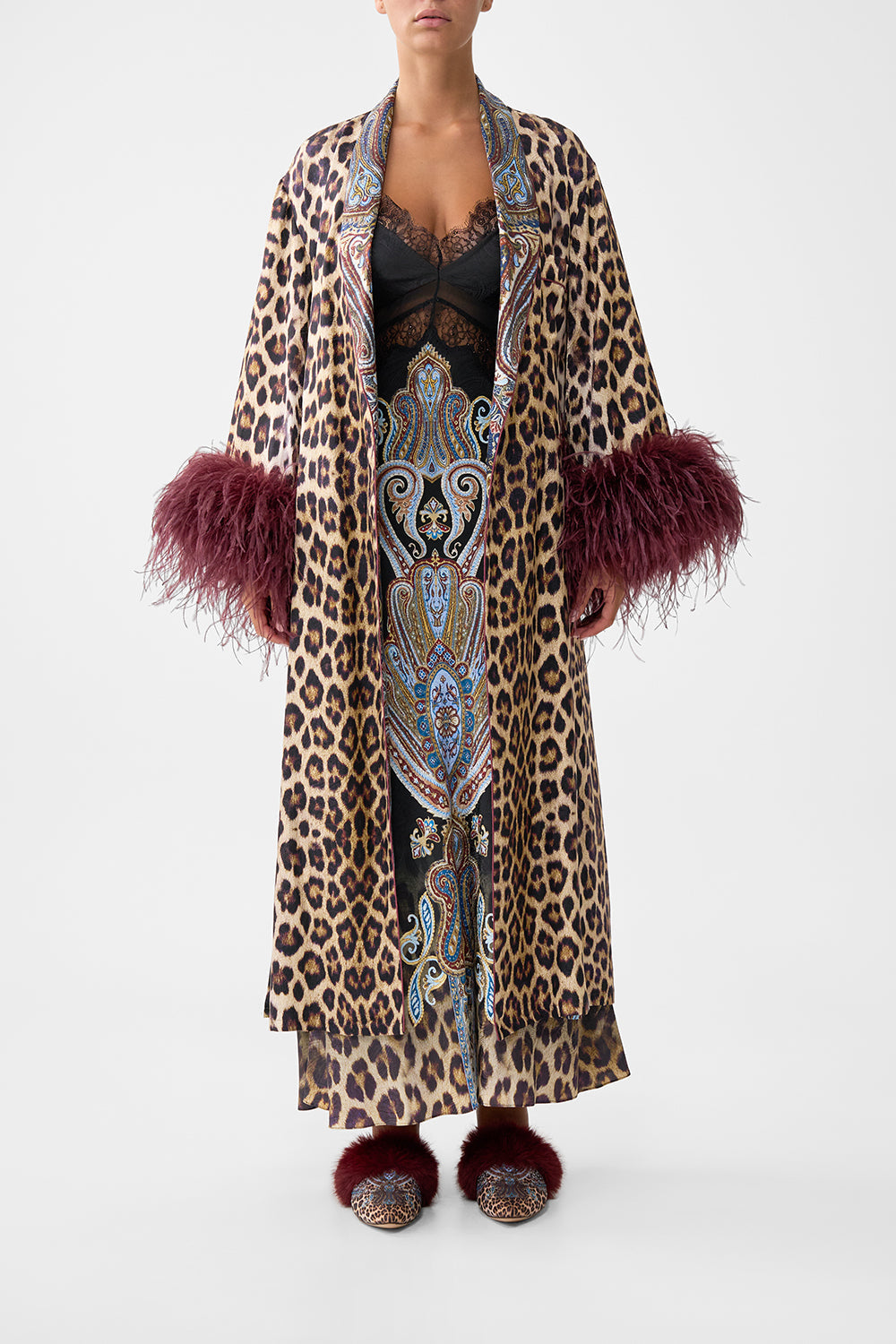 The CAMILLA LONG DRESS WITH HANDKERCHIEF SLEEVE MAGIC CARPET RIDE in our  print.