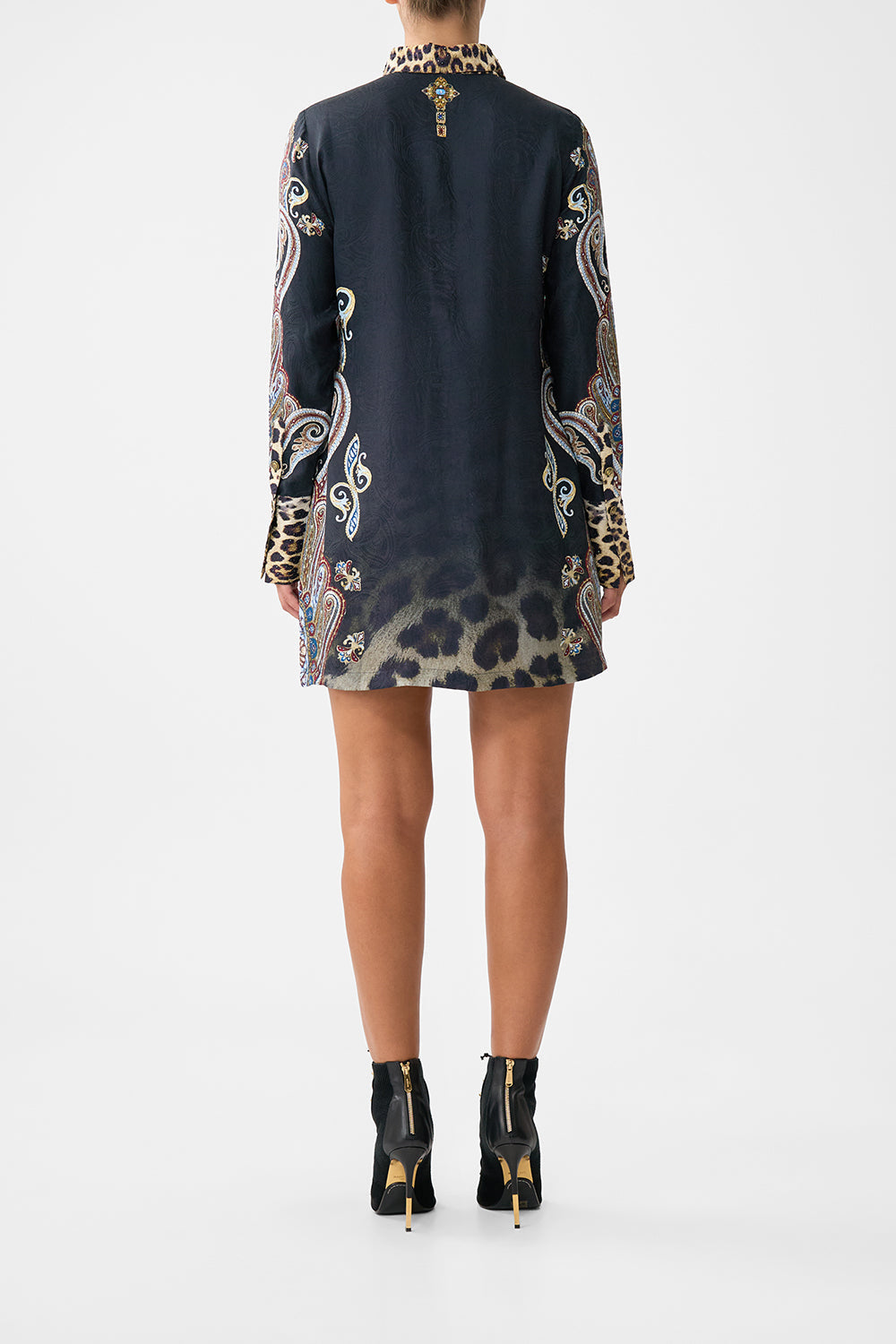 The CAMILLA V NECK LACE UP DETAIL LONG DRESS IF THESE TILES COULD TALK in our  print.
