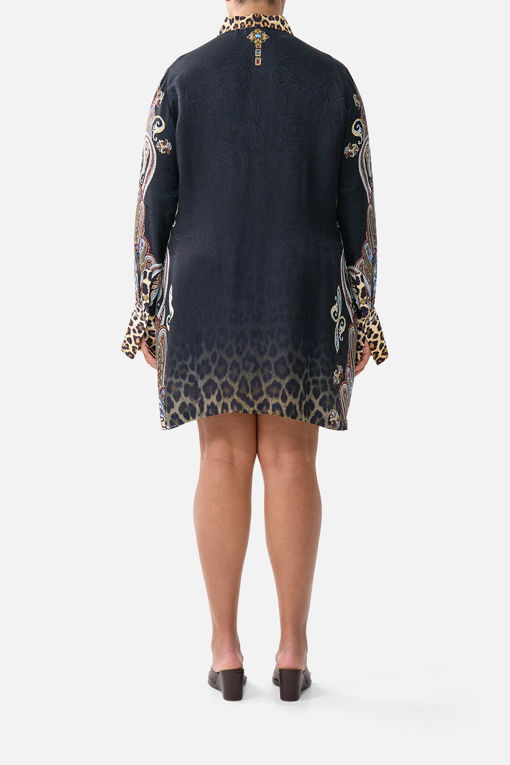 The CAMILLA LONG TIERED DRESS WITH BOW TIES PATCHWORK PANORAMA in our  print.