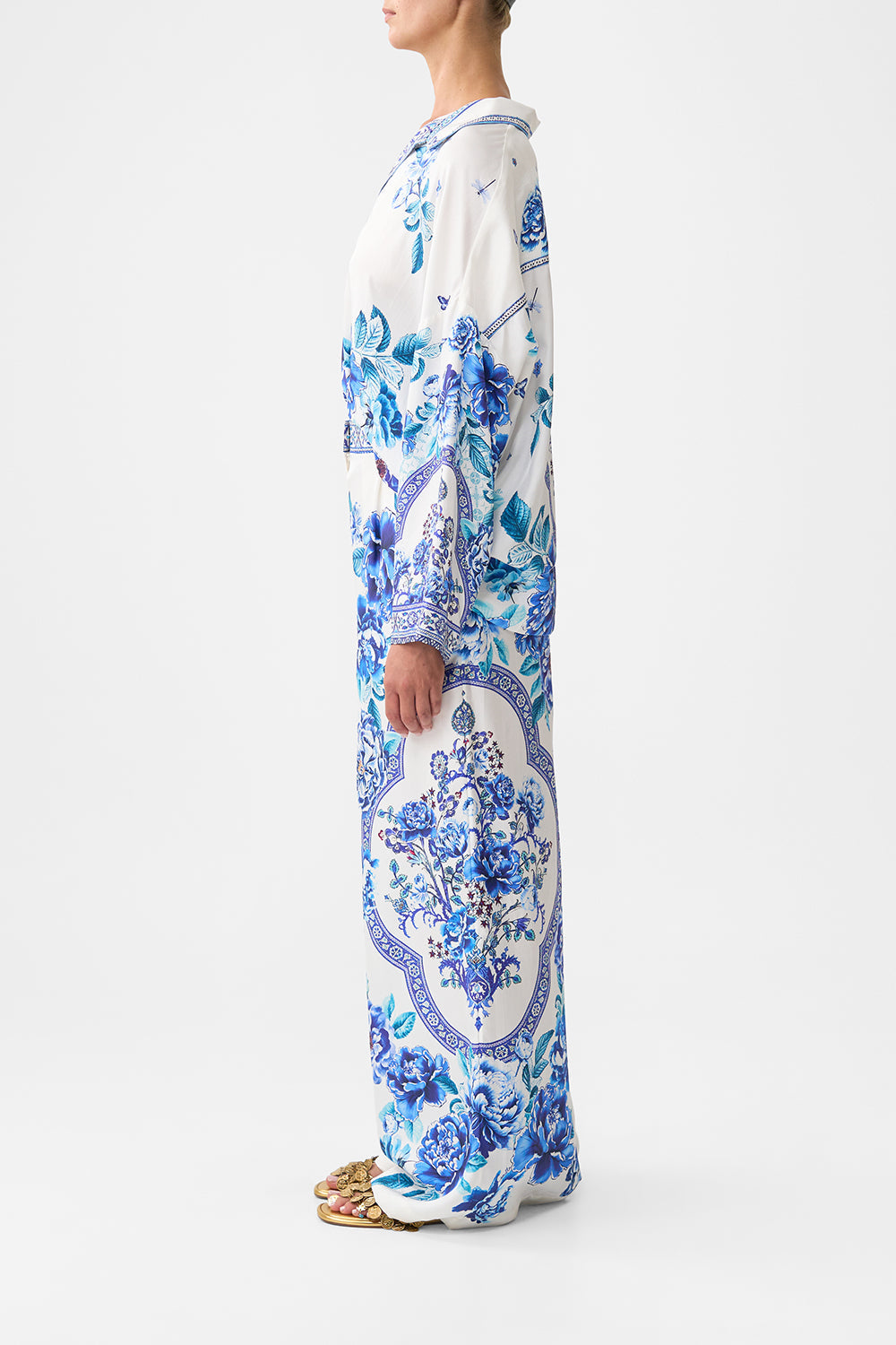 The CAMILLA HALTER TIE BACK TOP FABRIC OF TIME in our  print.