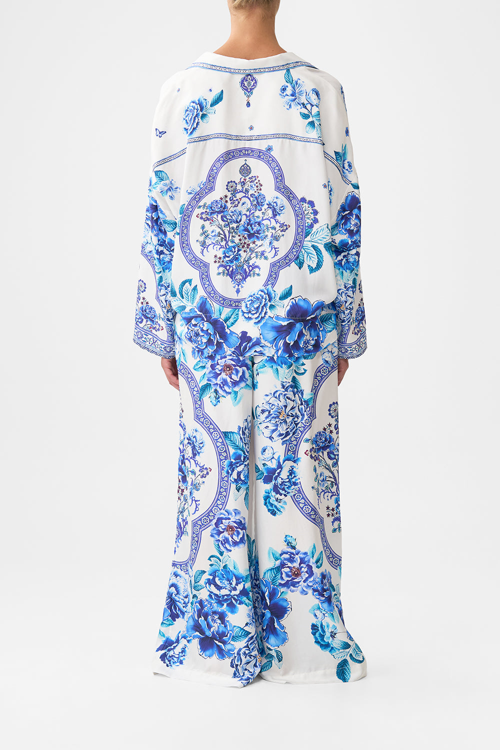 The CAMILLA HALTER TIE BACK TOP FABRIC OF TIME in our  print.