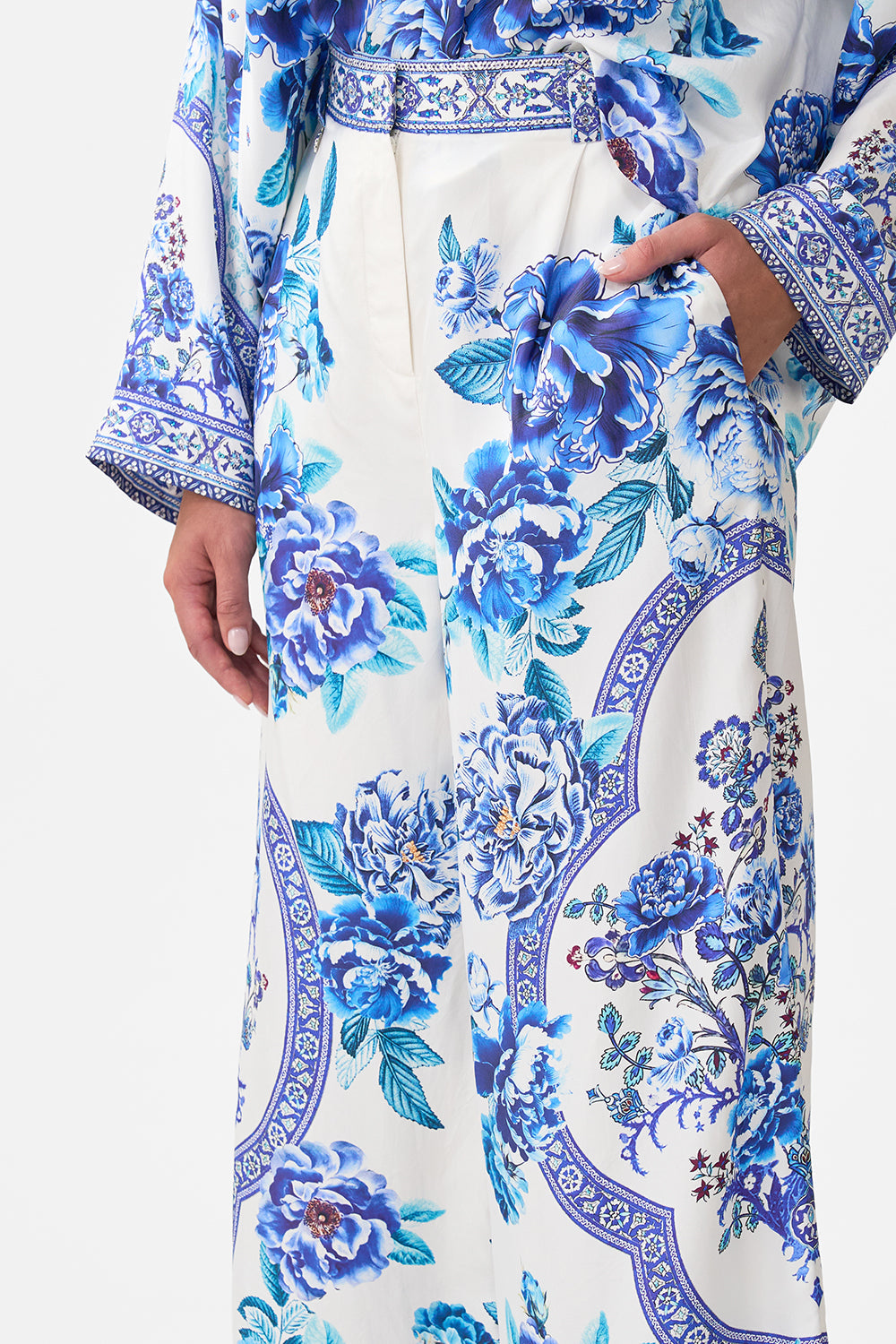 The CAMILLA HALTER TIE BACK TOP FABRIC OF TIME in our  print.