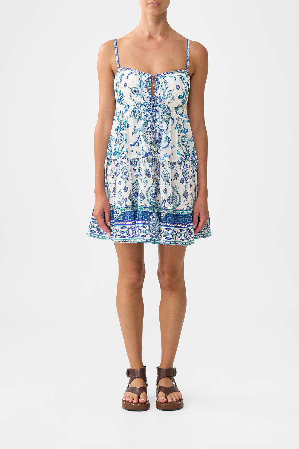 The CAMILLA KNOTTED SCARF TOP TOPKAPI POP in our  print.