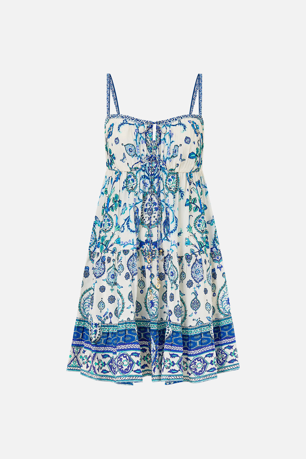 The CAMILLA KNOTTED SCARF TOP TOPKAPI POP in our  print.