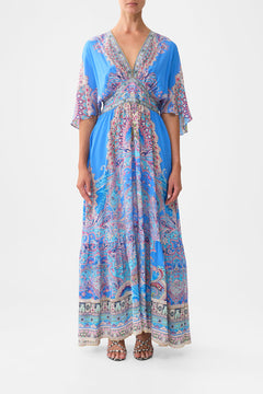 WAISTED DRESS WITH HEM RUFFLE FOOTSTEPS IN FOLKLORE