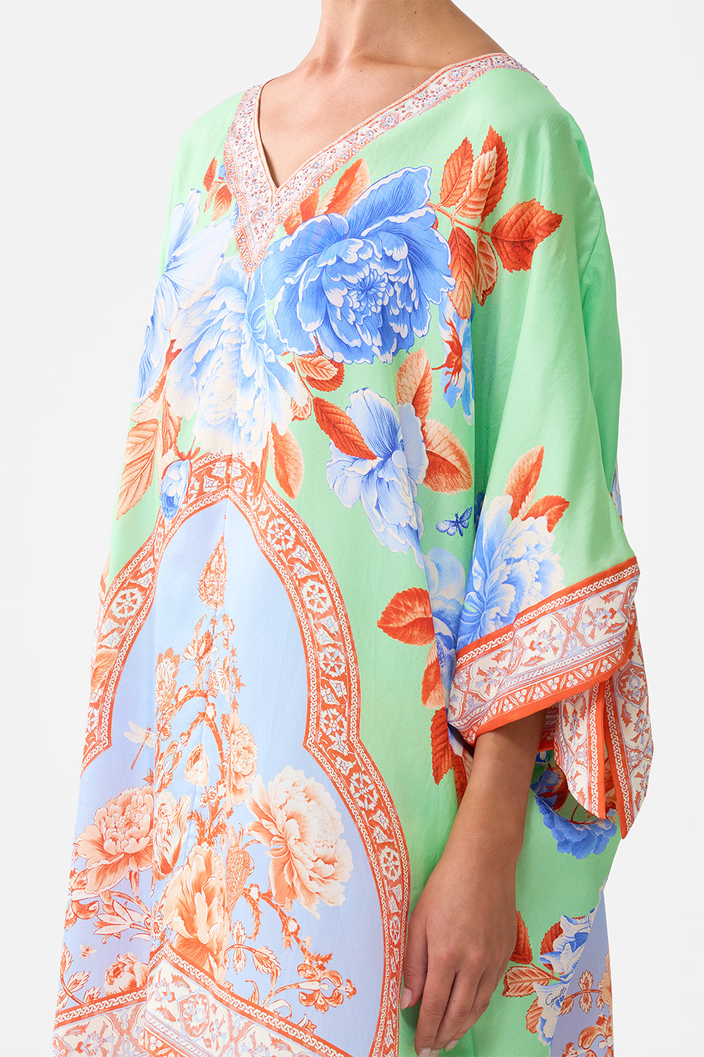 The CAMILLA GATHER NECK HARDWARE MAXI DRESS ANIMAL ALCHEMY in our ANIMAL ALCHEMY print.