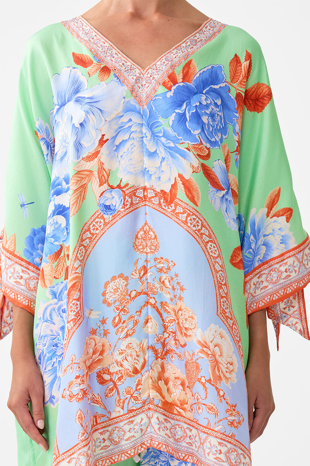 The CAMILLA GATHER NECK HARDWARE MAXI DRESS ANIMAL ALCHEMY in our  print.