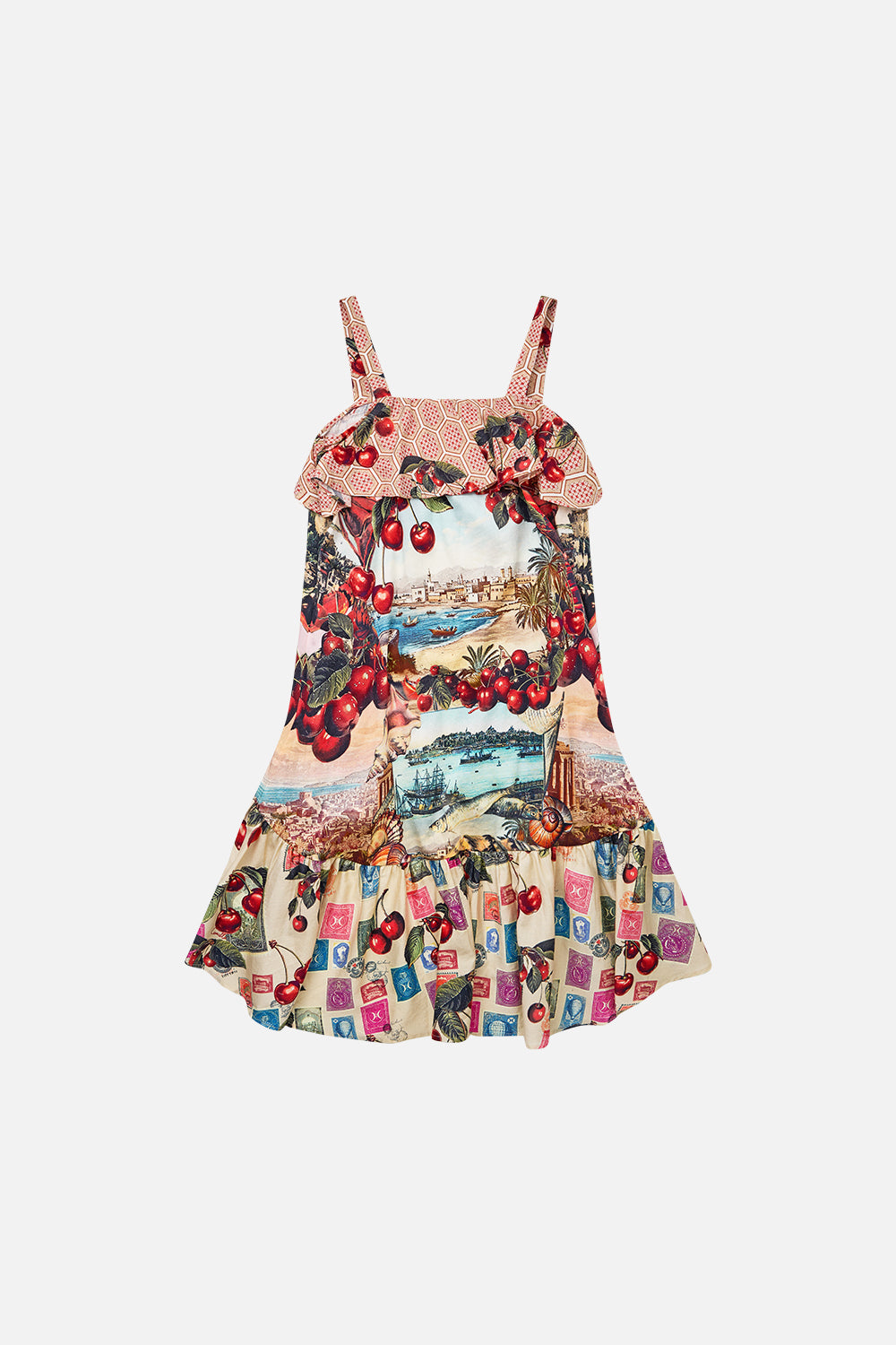 The CAMILLA RELAXED SHORT DRESS WITH DROPPED WAIST EAST OF ISTANBUL in our  print.